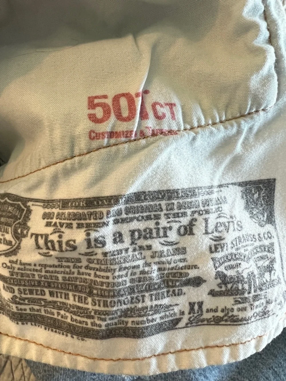 Levi's Light Blue Quilted Patchwork Baggy Straight Jeans 501CT - Picture 5 of 6